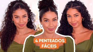 4 PENTEADOS FÁCEIS PRA CABELO CACHEADO  JULIANA LOUISE [upl. by Ahtelat]