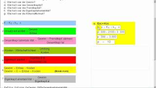 Allgemeine BWL  Grundlagen  Kennzahlen Kostenfunktion Erlöse Breakeven [upl. by Ahsekar]