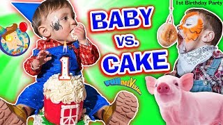 BABY vs CAKE Shawns 1st Birthday Party Family Games amp Activities w FUNnel Vision  Presents [upl. by Sivolc]