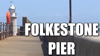 Folkestone pier in Kent  English sea fishing mark South East Coast UK [upl. by Grigson114]