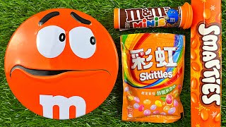 Satisfying Video  Unpacking and Mixing Rainbow Candy in 1 MampMS Boxes ASMR orange 🍊 [upl. by Nirrol379]