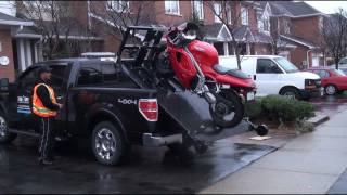 TOW A BIKE 247 MOTORCYCLE TOWING 18558692453 [upl. by Nyliahs665]