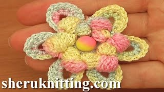 Crochet Cluster Stitch Center Flower [upl. by Jadwiga]