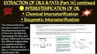 Interesterification of Oil Part 14 Extraction of oil icar asrb food tech net preparation 2021 [upl. by Bert738]