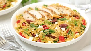 Mediterranean Chicken Orzo  30 Minute Weeknight Dinner Recipe [upl. by Solomon370]