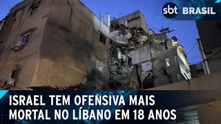 Sobe para 492 o número de mortos após bombardeios israelenses no Líbano  SBT Brasil 230924 [upl. by Ragas747]