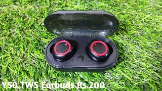 Y50 True Wireless Bluetooth Earphone  Y50 Tws Bluetooth Earbuds Review [upl. by Eislel]