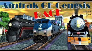 Trainz Race Amtrak GE Genesis Vs 6 Classic Steam locomotives [upl. by Ruvolo]