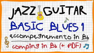 JAZZBLUES PARTE 1 accompagnamento di base per il Blues in Bb  Con PDF gratuito e backing track [upl. by Denice]