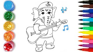 draw a lord ganesha for kids and toddlers  Easy lord ganesha drawing colouring and painting [upl. by Mylan]