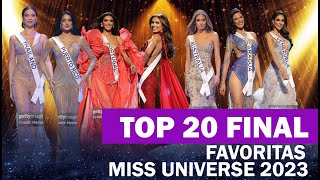 TOP 20 FAVORITAS Y GANADORA MISS UNIVERSE 2023 [upl. by Pahl]