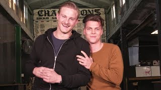 VIKINGS  Axe Throwing with Alexander Ludwig [upl. by Tenahs]