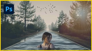 EFECTO de AGUA en la CARRETERA con photoshop tutorial [upl. by Pacifica]