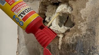 Filling a Hole with SOUDAL GAP FILLING FOAM HANDHELD [upl. by Netsreik431]