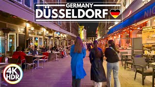 🇩🇪 Düsseldorf at Night 4KHDR 60FPS Long Night Walk in Germany  November 2023 [upl. by Ardnoyek152]