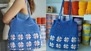 ကံ့ကော်ပန်း အိတ်ထိုးနည်း crochet bag [upl. by Gavette]