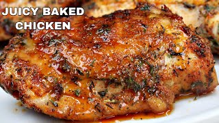 Youll Never Bake Chicken Thighs Any Other Way  Juicy OVEN Baked Chicken [upl. by Nileve]