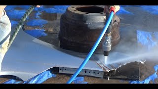 Testing the bigger 38 inch wet sandblaster [upl. by Shifrah]