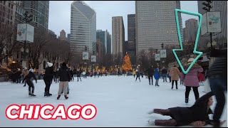 NYE DAYTIME TOUR OF CHICAGO MILLENNIUM PARK ICESKATING ON THE FINAL DAY OF THE YEAR IN CHICAGO [upl. by Bohner425]