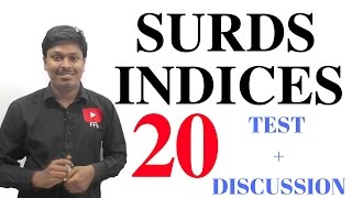 SURDS AND INDICES  20 IMPORTANT QUESTIONS [upl. by Notsuh16]