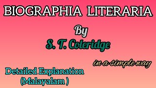 Biographia Literariaby ST ColeridgeDetailed ExplanationMalayalamHSAHSST SET NETBAMAC57 [upl. by Giovanni]