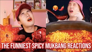 the FUNNIEST and most CHAOTIC spicy mukbang reactions [upl. by Ahtekal]