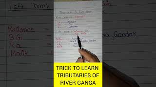 TRICK to learn tributaries of river Ganga II Ganga ki tributaries ganga river tributaries [upl. by Yehtomit]