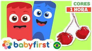 Vídeos Educativos Para Crianças  aprenda cores  Colorida Desenhos Animados  1 hora  BabyFirst [upl. by Atrahc]