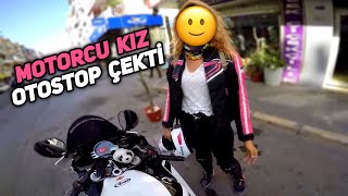 MOTORCU KIZ OTOSTOP ÇEKTİ  MotoVlog204 [upl. by Nolra]