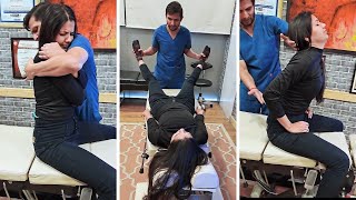 Stiff back released chiropractor asmrtriggers DrPankajbackpain l5s1disc pain sciatica [upl. by Rosemarie]