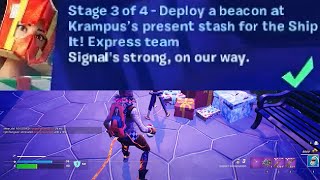 Deploy a beacon at Krampuss present stash for the Ship it Express team Fortnite [upl. by Anelahs]