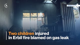 Two children injured in Erbil fire blamed on gas leak [upl. by Erdnaet]