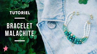 TUTORIEL  Bracelet en Malachite et Aventurine avec noeud coulant [upl. by Tigram]