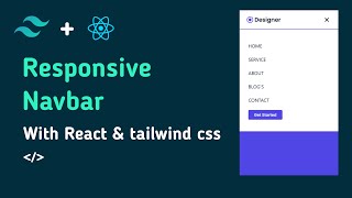 How to make a responsive navbar with react js and tailwind css  React js and tailwind css tutorial [upl. by Yleve]