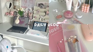 daily vlog🤍life as a homebody aesthetic desk makeover macbook unboxing studying japanese snacks [upl. by Hestia45]