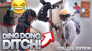 EXTREME DING DONG DITCH Part 1 COLLEGE EDITION GONE WRONG [upl. by Land969]