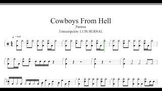 Cowboys From Hell  PANTERA  Partitura Batería Drum score [upl. by Sprage]