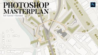 Updated How to Render Master PlanSite Plan Architecture in Photoshop [upl. by Tarrance]