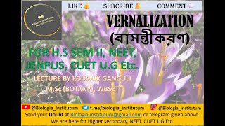 VERNALIZATION বাসন্তীকরণ ll HS SEM II NEET JENPUS CUET UG ll biology [upl. by Fulbright]