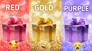 Choose your Gift 🥰🤩😭🎁 3 gift box challenge 2 good 1 bad  RedGold amp Purple giftboxchallenge [upl. by Dauf692]