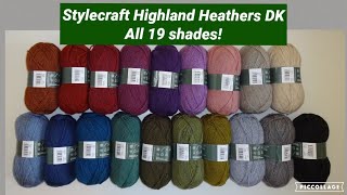 Stylecraft Highland Heathers DK Yarn Review  All 19 shades [upl. by Idihsar]