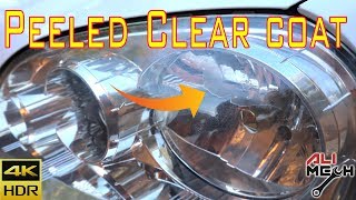 How to restore peeled headlight clear coat how to remove peeled clear coat Faded headlight ALIMECH [upl. by Adlanor]