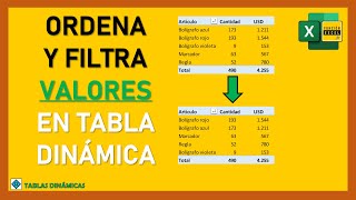 Cómo ORDENAR y FILTRAR VALORES en TABLA DINÁMICA [upl. by Eidnyl674]