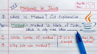 Methods in Java Hindi  What is method Explain with Syntax amp Example [upl. by Atsyrc]