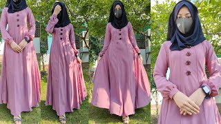 Ramadan special Trendy Hijab Abaya Dress Cutting and Stitching pintucks Abaya Cutting amp Stitching [upl. by Novaat]