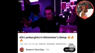 KSI Reacts To KSI Lamborghini In Miniminters Setup 🔥 [upl. by Lesnah]