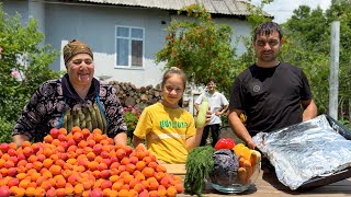 GRANDMA COOKING COFFEE CAKE FOR RAMADAN IFTAR HARVESTING REDCURRANT AND COOKING JAM APRICOT CAKE [upl. by Pepe]