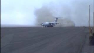 Ilyushin IL76 Ukrainian landing on dirttrack IlyushinCandid Greenland Denmark [upl. by Lapham]