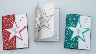 ANLEITUNG  Weihnachtskarte  Christmascard quotSternquot mit Doppeleffekt mit StampinUp® [upl. by Soloman406]