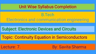 Continuity Equation in Semiconductors [upl. by Emery]